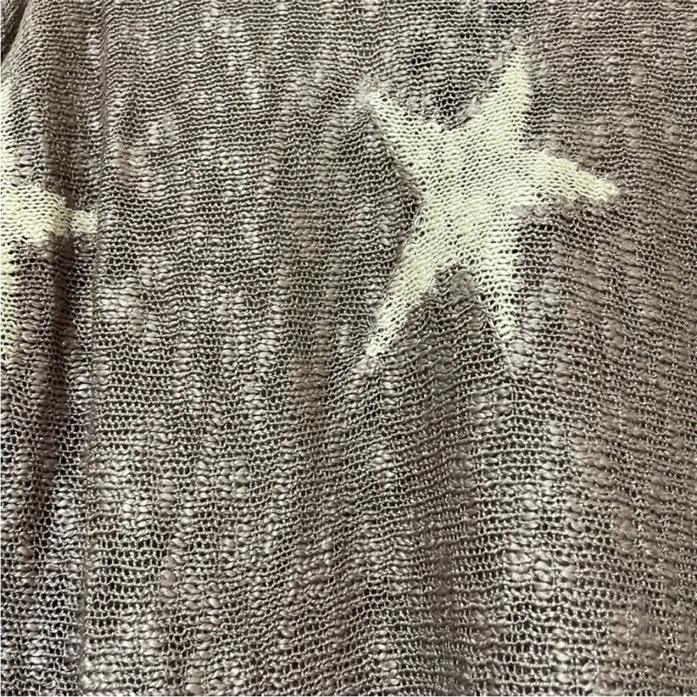 New Lavender Loose Knit Oversized Tunic Sweater Cream Star Print Size Medium - Picture 5 of 10
